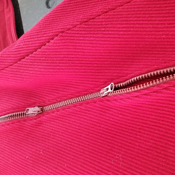 Soia & Kyo Asymmetrical Moto Zip Retro Wool Coat in Dark Red - Picture 6 of 11